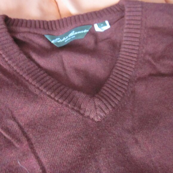 Brand New Eddie Bauer men's Fashion Light Pullover V-Neck Burgundy Sweater - Siz - Picture 11 of 12